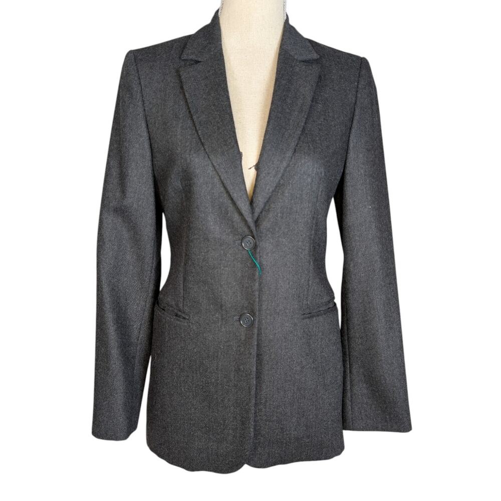 Vintage Benetton Italy Wool Blazer Gray Tailored 90s Minimalist Jacket